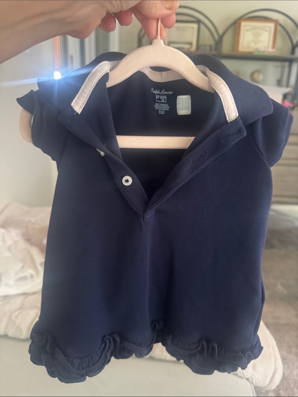Ralph Lauren Navy Polo Dress with Ruffle Hem